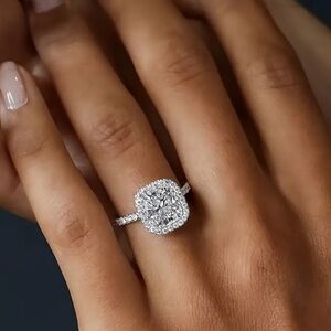 Cubic Zirconia Engagement Ring, Square Princess Engagement Ring